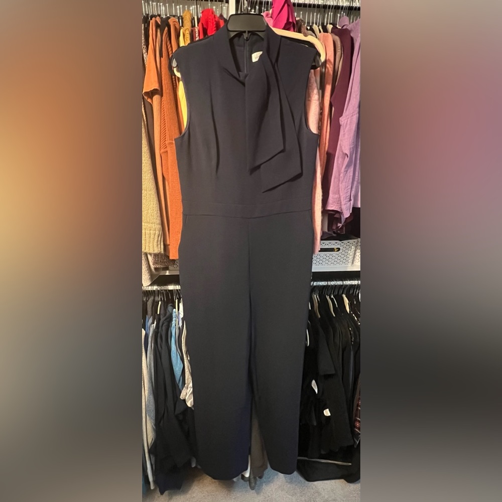 Harper Rose Scarf Neck Crepe Jumpsuit, Navy Blue, Sz 14. Worn once.
